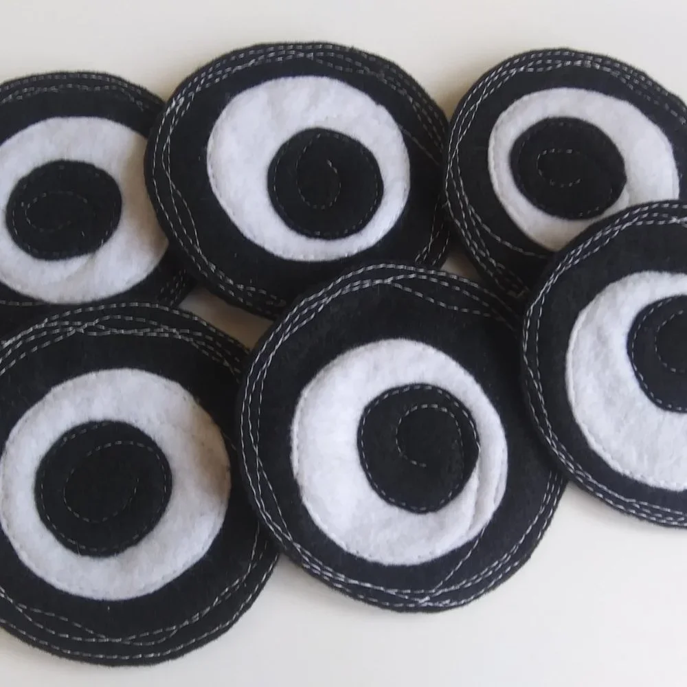 Handcrafted Freeform Stitched Felt Coaster Set #6. (Two Sets Available)